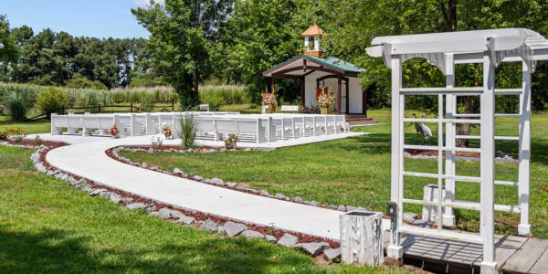 Outdoor Fireplace Oasis at The English Country Barn